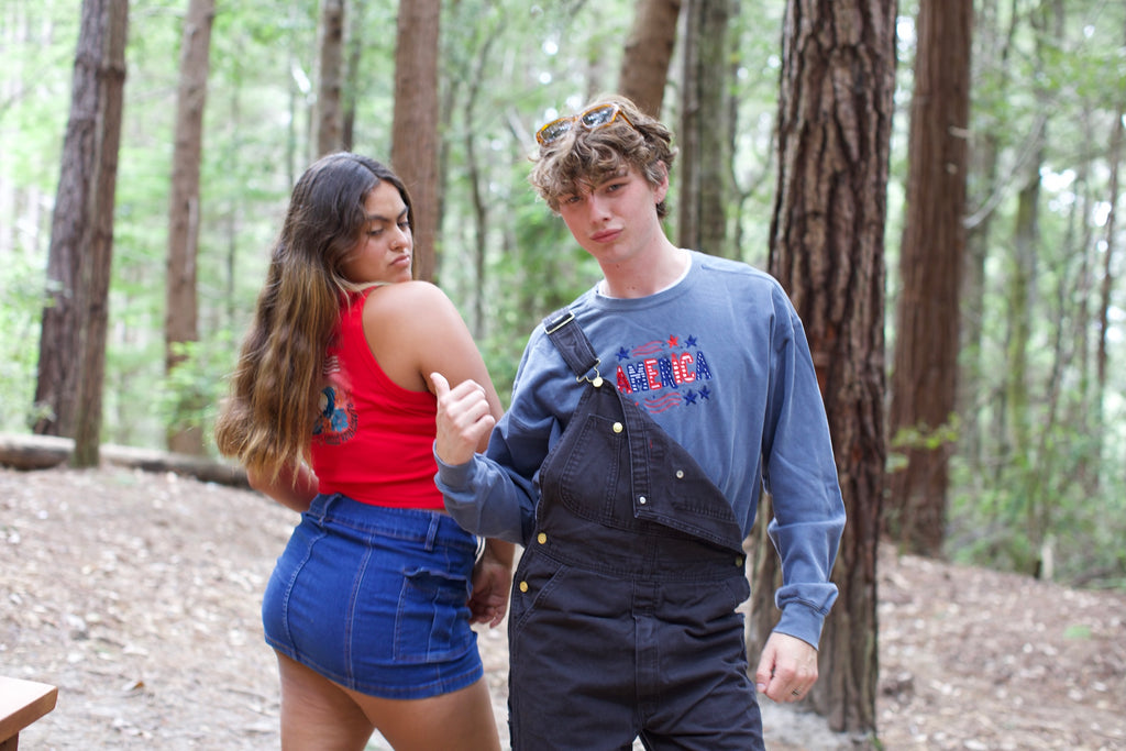 Embroidered “America” Crewneck