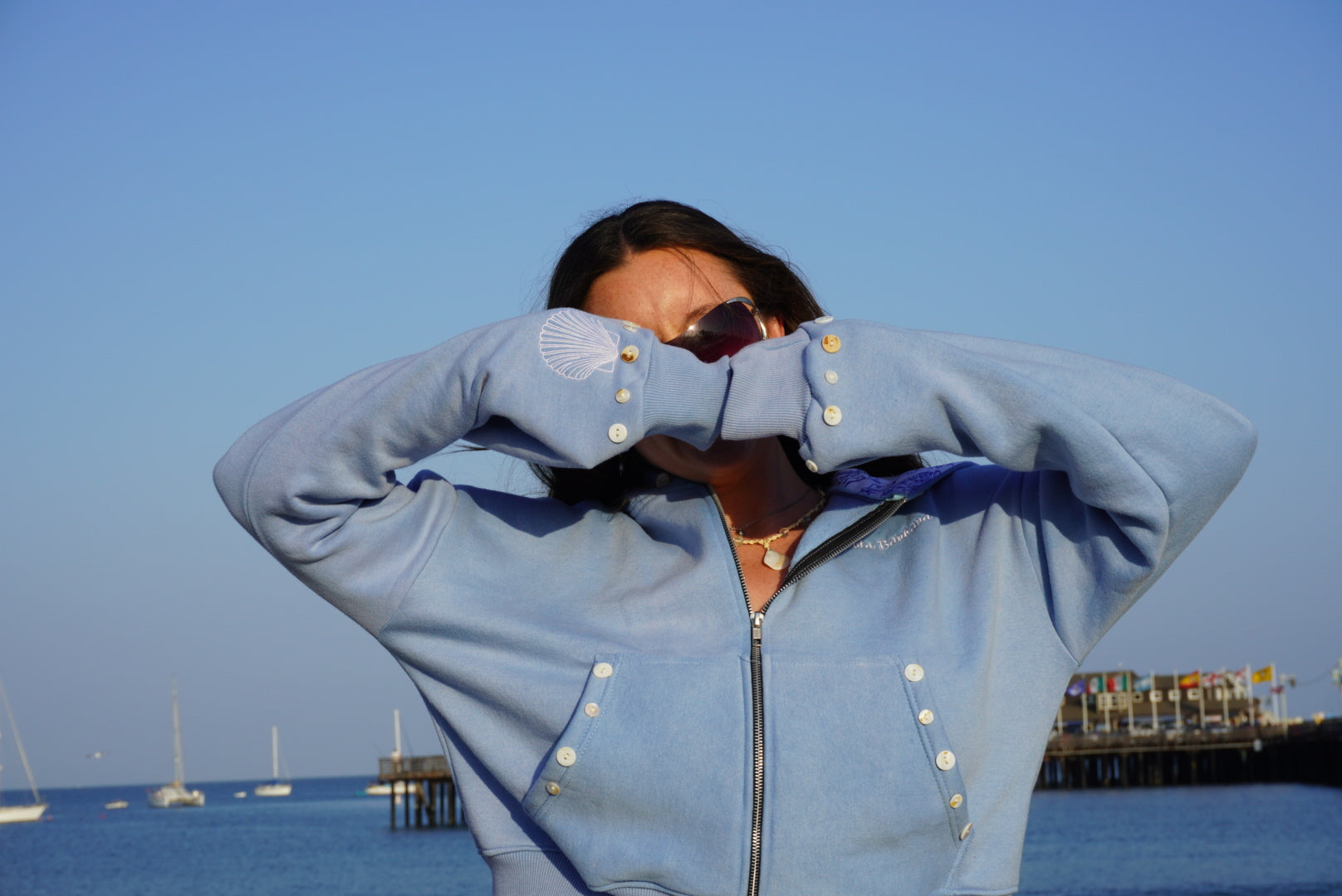 Santa Barbara Pearl Hoodie — Sky Blue